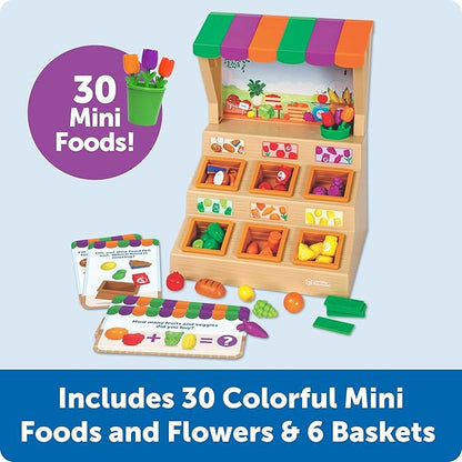 Learning Resources Mini Farmstand Sorting Set, Play Food, Play Kitchen, Sorting Toy, Kitchen Playset, Ages 3+