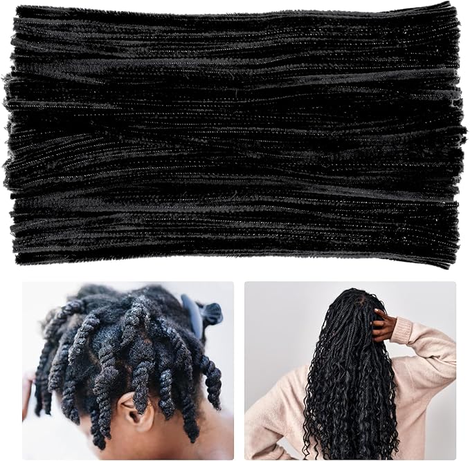 180 Pcs Pipe Cleaners Chenille Stem, Black Pipe Cleaners, 11.8inch Pipe Cleaner for Hair Locs, Long Craft Pipe Cleaner Chenille Stems for DIY Art Crafts Decorations Supplies