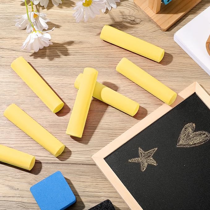 Fulmoon 40 Pcs Jumbo Sidewalk Chalk for Kids Outdoor Art Non Toxic Large Washable Street Chalk for Adults Drawing Painting Graffiti Classroom(Yellow,Round Style)