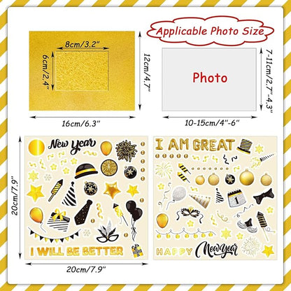 chiazllta 30 Packs Happy New Year Craft Kits for Kids, 2024 New Year Picture Frame DIY Craft Art New Year Party Favor Decor Home Classroom Game Activities