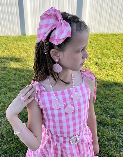 GZ-LAOPAITOU Pink Princess Dress for Girls Movie Cosplay Costume Outfits Kids Halloween Party Princess Dress Up Clothes