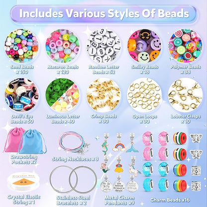 ZOOI Bracelet Making Kit for Girls, Arts and Crafts for Kids Girls Ages 8-12, Girls Toys Age 6-8, Friendship Charm Bracelet Making Kit, Jewelry Making Kit for Girls, Gifts for 6-12 Year Old Girl