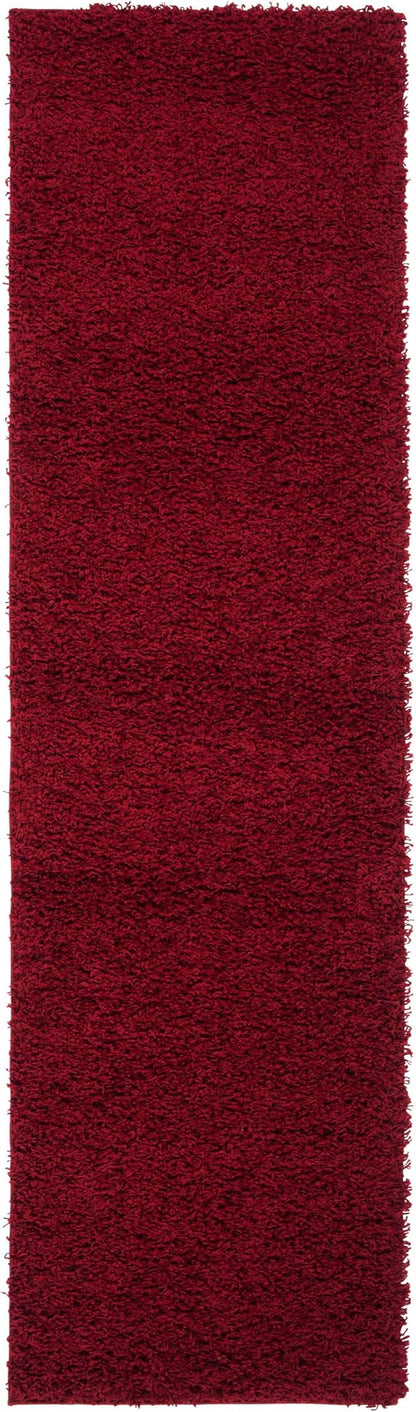 SAFAVIEH Athens Shag Collection Runner Rug - 2'3" x 8', Red, Non-Shedding & Easy Care, 1.5-inch Thick Ideal for High Traffic Areas in Living Room, Bedroom (SGAS119R)