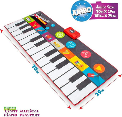 Abcotech Kids Floor Piano Mat | Giant Dance Floor Keyboard Sensory Toys | Play, Record, Playback and Demo Modes - 8 Musical Instruments and Sounds for Kids Music - 70" Toddler Piano Play Mat 24 Keys