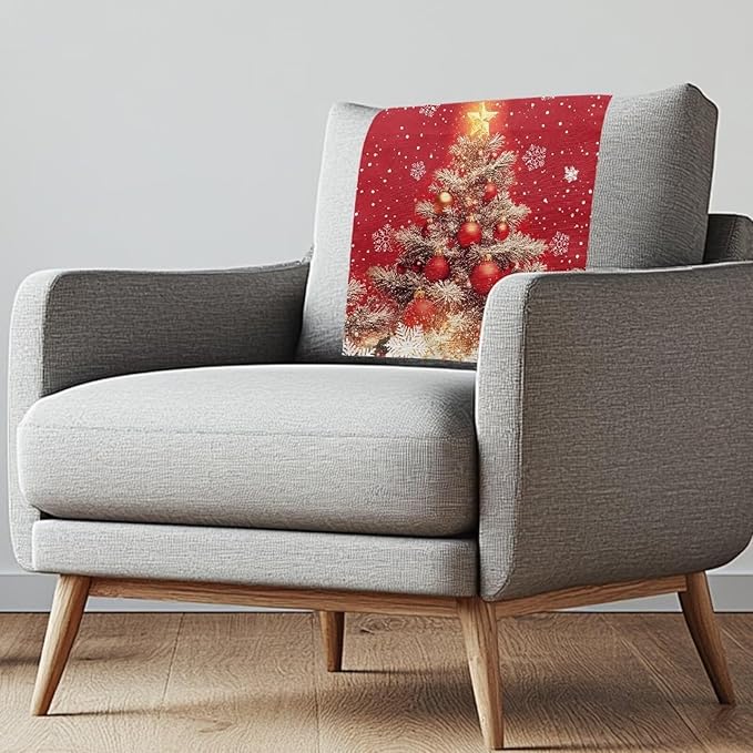 Christmas Decorations Xmas Tree Recliner Headrest Cover for Recliners Breathable Sofa Head Protector for Home Couch Loveseats Decoration 3pcs