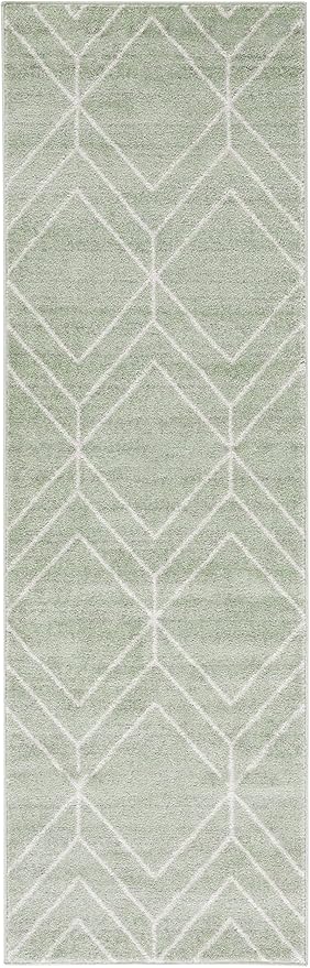 SAFAVIEH Adirondack Collection Runner Rug - 2'6" x 14', Sage & Ivory, Modern Geometric Design, Non-Shedding & Easy Care, Ideal for High Traffic Areas in Living Room, Bedroom (ADR241Y)
