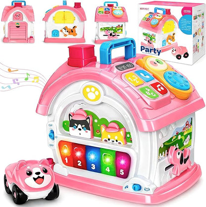 Montessori Toys for 1 Year Old Girls, Christmas First 1st Birthday Gifts for Girls, Musical Learning House Baby Toys for Ages 6 12 18 24 Months, Educational Bilingual Toy for Toddler Kids Age 1 2 3