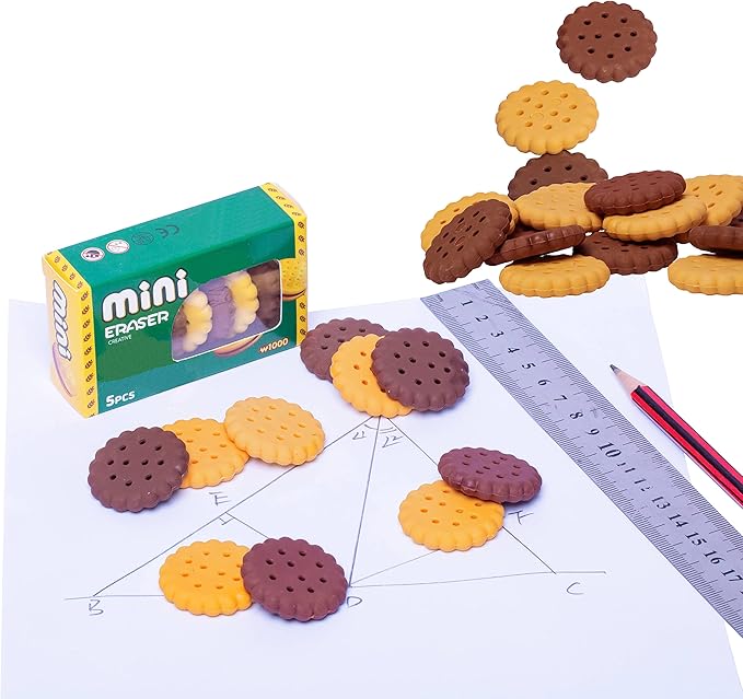 KR. LIF Cookie Food Erasers Set Cute Erasers for Kids Bulk- 6 Packs 36 PCS - Novelty Puzzle Erasers