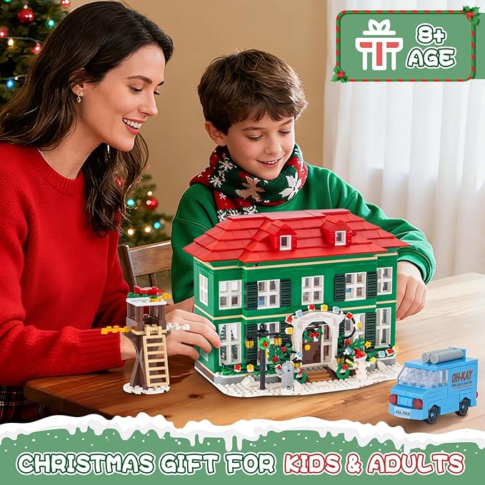 Christmas House Building Set with Light for Adults, NO Compatible with Lego House, 1187PCS Holiday Loness Home Boys House Building Kits, Christmas for Movie Fans Friends Family