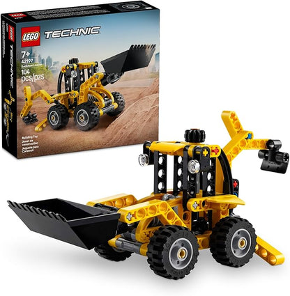 LEGO Technic Backhoe Loader Construction Toy - Building Toy Set for Boys and Girls, Ages 7+ - Educational Gift Idea for Kids Birthday with Usable Back Digger, Scoop, & Outriggers - 42197