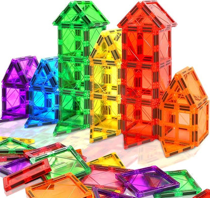 Magnetic Tiles for Kids Ages 3-5 4-8 Magnet Toys for 3 4 5 6 7 8+ Year Old Boys Girls Toddlers Magnetic Building Blocks Preschool Educational STEM Learning Construction Christmas Birthday Gifts