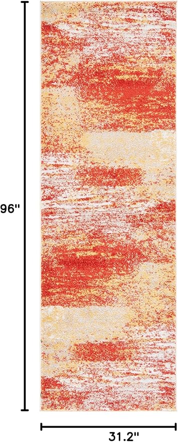 SAFAVIEH Adirondack Collection Runner Rug - 2'6" x 8', Rust & Gold, Modern Abstract Design, Non-Shedding & Easy Care, Ideal for High Traffic Areas in Living Room, Bedroom (ADR112P)