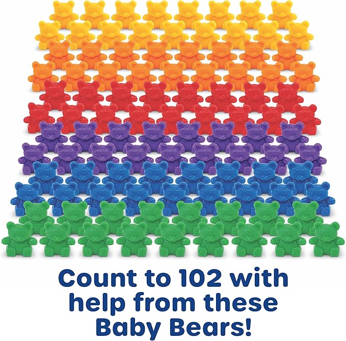 Learning Resources Baby Bear Sorting Set - Counting Toys, Color Recognition, Fine Motor Skills, 108 Pieces, Ages 3+