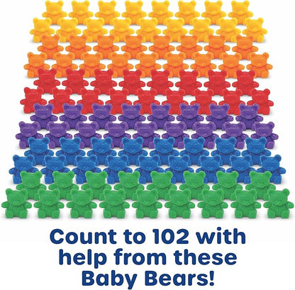 Learning Resources Baby Bear Sorting Set - Counting Toys, Color Recognition, Fine Motor Skills, 108 Pieces, Ages 3+