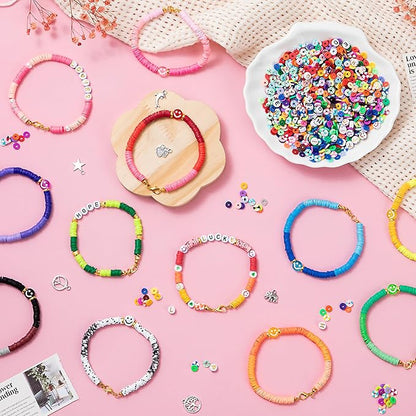 Taybonds Beaded Bracelet Assembly Set – Polymer Clay & Letter Beads with Minimalist Accent Pieces, Aesthetic Jewelry Components for Adult Personal Style
