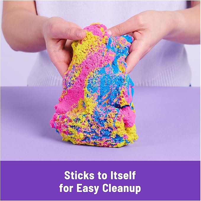 Kinetic Sand, Squish N’ Create Playset with 13.5oz Blue, Yellow & Pink Play Sand, 5 Tools, Sensory Toys for Kids Ages 3 and up