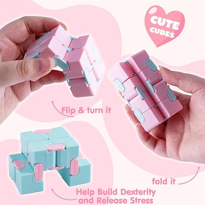 JOYIN 28 Packs Valentine’s Day Gift Cards with Infinity Magic Toys, Colorful Hand-Held Flip Toys, Stress Relief Fidget Toys for Kids Valentine Party Favors, Classroom Exchange and Goodie Bag Stuffers