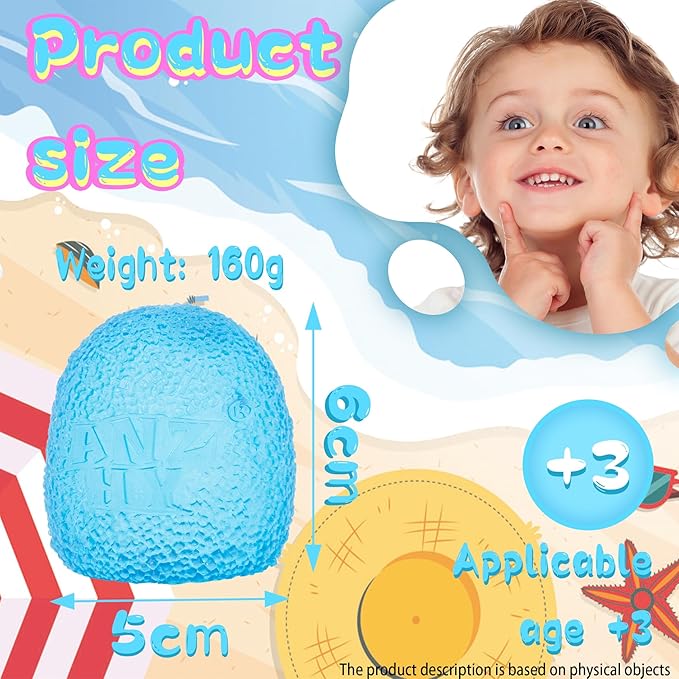 Squishy Stress Balls - Sensory Toys for Kids with Unique Needs - Fosters Creativity, Focus, and Fun - Great for Classrooms, Home, and Playtime (Blue Ellipsoid)