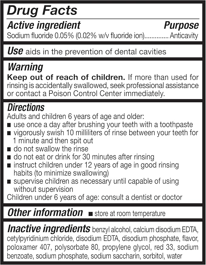 Amazon Basics Kids Mouthwash with Fluoride, Anticavity, Alcohol-Free Bubble Gum, 18 fl oz (Pack of 4)
