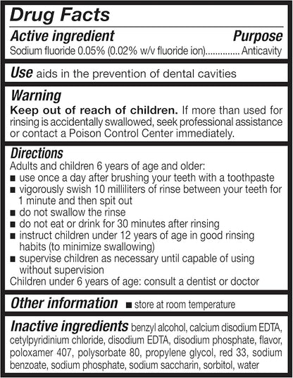 Amazon Basics Kids Mouthwash with Fluoride, Anticavity, Alcohol-Free Bubble Gum, 18 fl oz (Pack of 1)