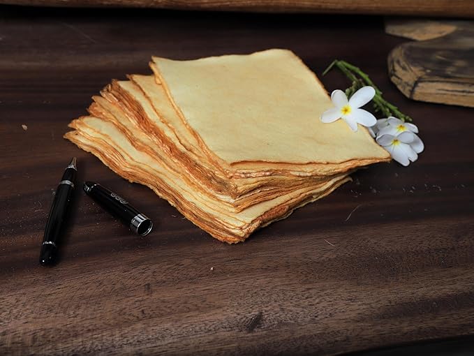 50 Pack Cotton Watercolor Paper with Deckle Edge 200 GSM Rough Textured Watercolor Paper for Writing (Anique, 9x12)