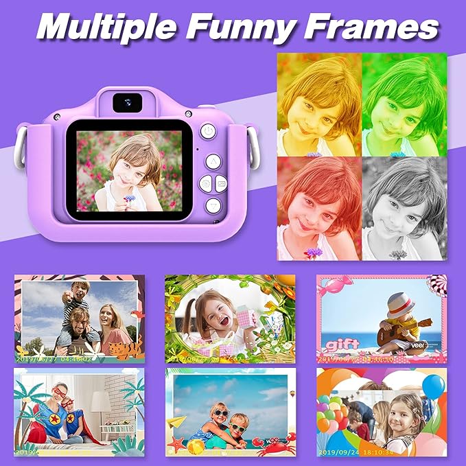 Goopow Kids Camera Toys for 3-8 Year Old Girls Boys,Children Digital Video Camcorder Camera with Cartoon Soft Silicone Cover, Best Chritmas Birthday Festival Gift for Kids - 32G SD Card Included