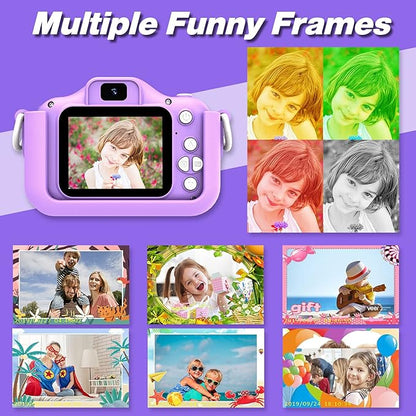 Goopow Kids Camera Toys for 3-8 Year Old Girls Boys,Children Digital Video Camcorder Camera with Cartoon Soft Silicone Cover, Best Chritmas Birthday Festival Gift for Kids - 32G SD Card Included