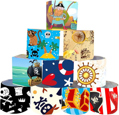 48 Pcs Slap Bracelets for Kids Pirate Party Favors Toys Slap Bracelets Bulk Snap Bracelet for Boys Birthday Party Supplies Classroom Prizes Exchanging Gifts Christmas Easter Halloween Holiday Gifts