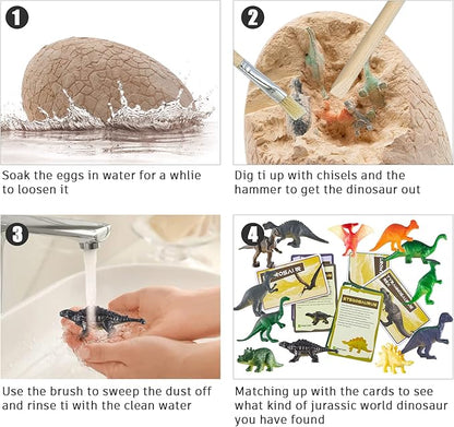 DoDoMagxanadu Dinosaur Egg Excavation Kit, Dinosaur Egg Toyss for Boys Discover Jumbo Egg, Gaint Egg, Dino Egg Dig Kit Science STEM Dinosaur Party Favors Easter Basket Stuffers Gifts for Boys & Girls