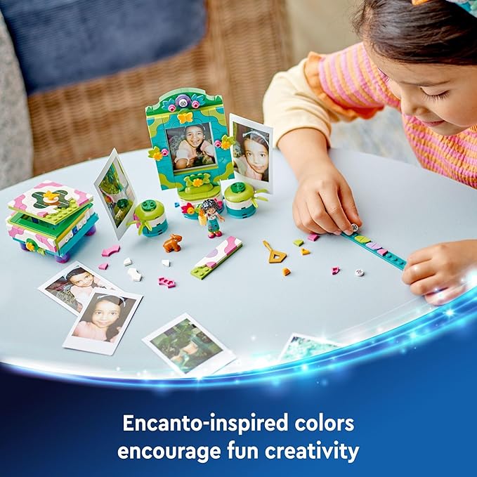 LEGO Disney Encanto Mirabel’s Photo Frame and Jewelry Box, Buildable Disney Toy for Kids with Play Bracelet and Mirabel Madrigal Mini-Doll, Jewelry Box Gift for Girls and Boys Ages 6 and Up, 43239