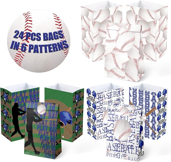 24 Baseball Party Favor Bags Baseball Goodie Bags Baseball Party Favors for Kids Baseball Birthday Party Supplies