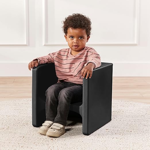 ECR4Kids Tri-Me 3-In-1 Cube Chair, Kids Furniture, Black
