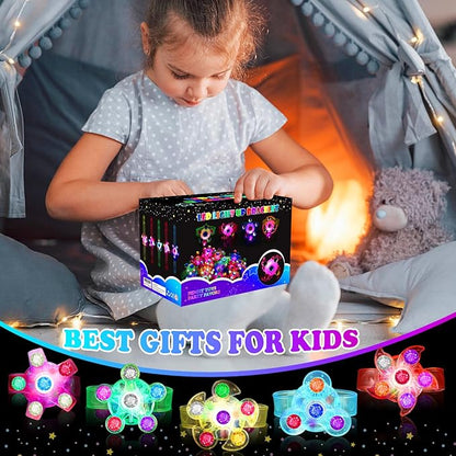 BSTCRAFT 22 Pack LED Light Up Fidget Spinner Bracelets, Glow in The Dark Party Supplies Party Favors for Kids Lights Up Bracelet Goodie Bag Filler Fidget Toy Treasure Box Gifts Birthday Christmas
