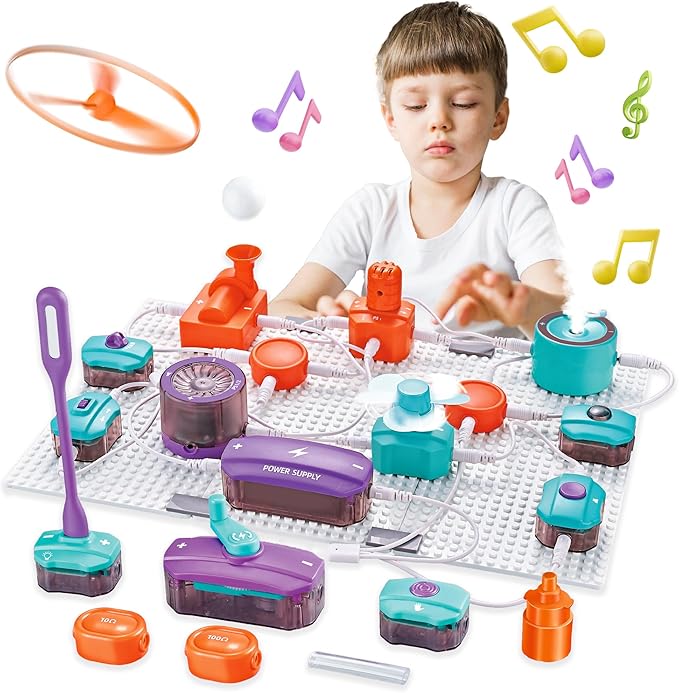 Circuit Board for Kids, SMILESSKIDDO 45 PCS DIY Electronics Exploration Kit with 100+ Projects, Physics Science Experiments Kit, School Family STEM Kits Educational Toy Gift for Kids 6+