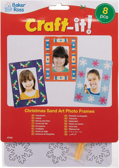 Baker Ross-AT326 Ltd Christmas Sand Art Picture Frames, Festive Arts and Craft (Pack of 8)