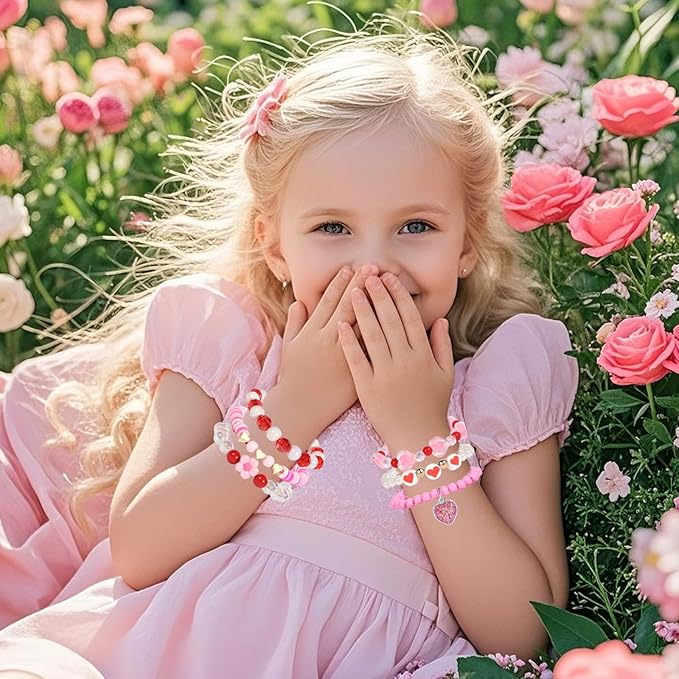 PinkSheep Class Valentine Bracelets Bulk: 36Pcs Valentine's Day Gift for Little Girls, Heart Valentines Day Bracelets Bulk for Kid, Valentines Day Jewelry Girl