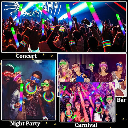 148 PCS Glow in the Dark Party Supplies- 24 Pcs 16" Foam Glow Sticks, 24 Pcs LED Glasses, 100 Pcs Glow Sticks Necklaces Bracelets Light Up Party Favors Football Party Supplies Wedding Birthday Concert