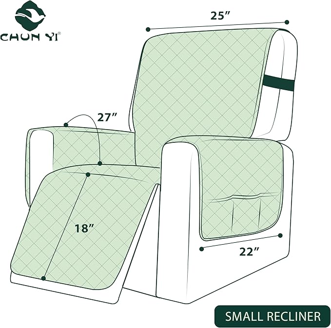CHUN YI Recliner Chair Cover, Non-Slip Recliner Covers That Stay in Place, Washable Lazy Boy Recliner Covers with Pockets, Water Resistant Recliner Slipcover for Pets (Coffee, Small Recliner)