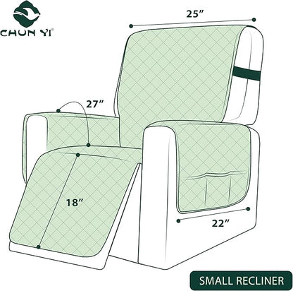 CHUN YI Recliner Chair Cover, Non-Slip Recliner Covers That Stay in Place, Washable Lazy Boy Recliner Covers with Pockets, Water Resistant Recliner Slipcover for Pets (Coffee, Small Recliner)
