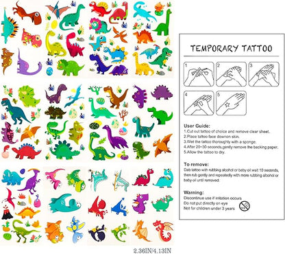 108Pcs Dinosaur Party Favors for Kids Dinosaur Party Supplies, Dinosaur Goodie Bags Fillers, Dinosaur Birthday Party Favors Included Slap Bracelet Sticker Ring Keychains Stamps