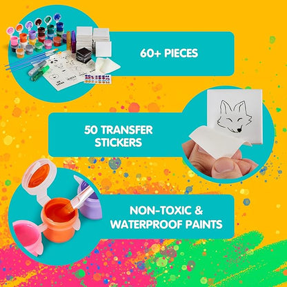 JOYIN 24 Magnetic Mini Tiles Art Kit, Creativity DIY Paint, Arts and Crafts for Kids, DIY Supplies for Party Favors, Family Activity, Birthday Present, Toys Gifts for Boys and Girls Ages3-12