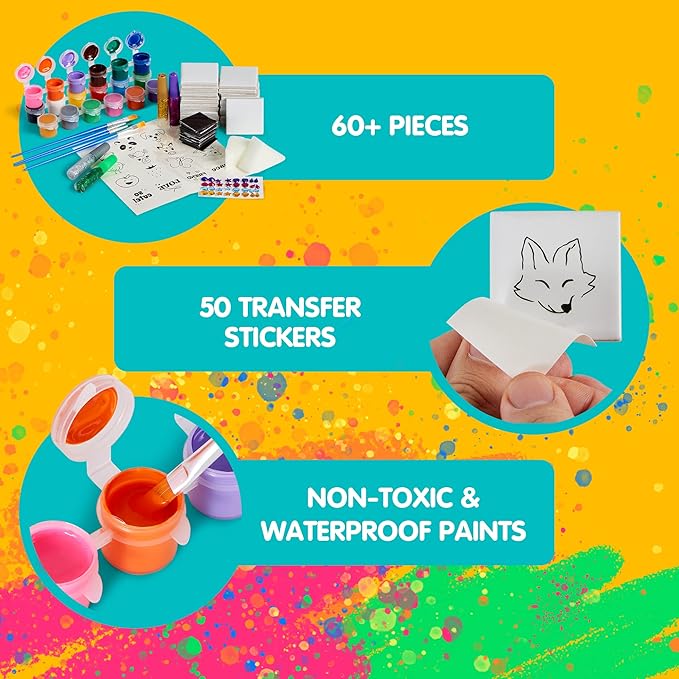 JOYIN 24 Magnetic Mini Tiles Art Kit, Creativity DIY Paint, Arts and Crafts for Kids, DIY Supplies for Party Favors, Family Activity, Birthday Present, Toys Gifts for Boys and Girls