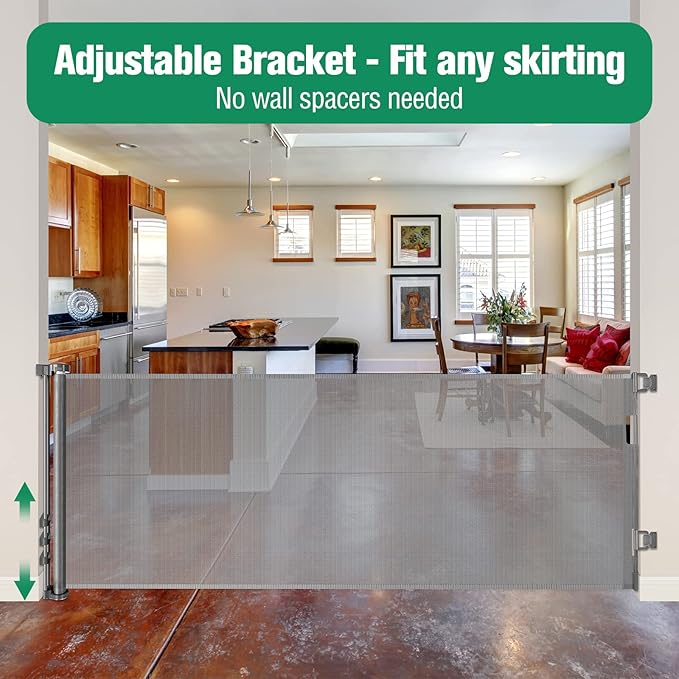 110 Inch Retractable Baby Gates Extra Wide Baby Gate for Large Openings Indoor Outdoor Retractable Dog Gate for Stairs Extra Long Baby Gate Large Retractable Pet Gate Child Gates for Doorways