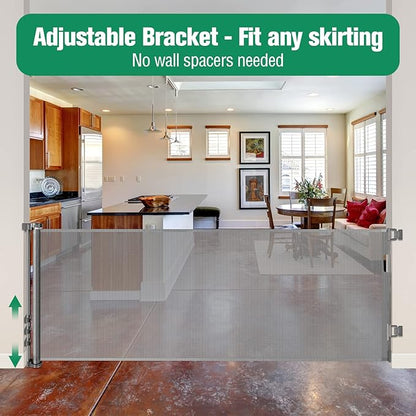 110 Inch Retractable Baby Gates Extra Wide Baby Gate for Large Openings Indoor Outdoor Retractable Dog Gate for Stairs Extra Long Baby Gate Large Retractable Pet Gate Child Gates for Doorways