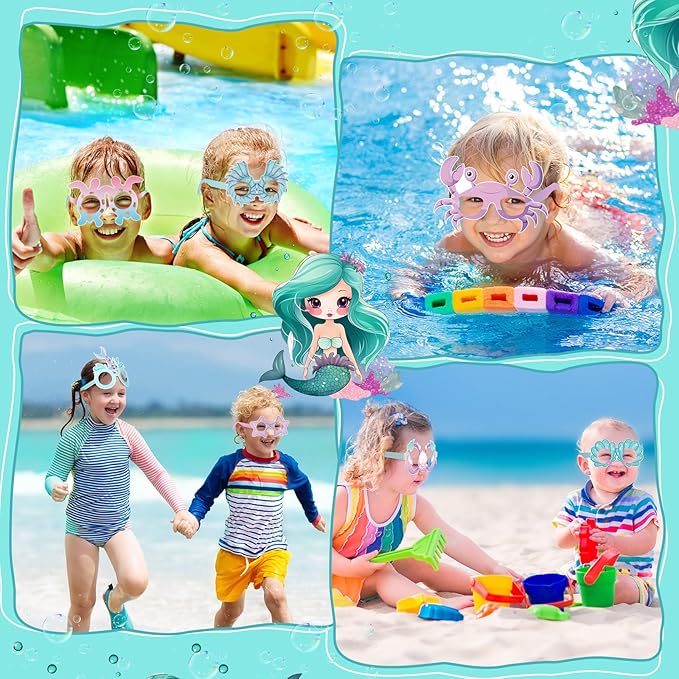32 Pcs Mermaid Party Decorations Mermaid Paper Glasses Frame Under the Sea Photo Booth Props Mermaid Eyeglasses for Girls Summer Beach Theme Birthday Party Baby Shower Favors Supplies