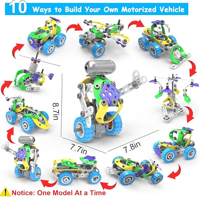10 in 1 Electric STEM Toys for 5 6 7 8 9+ Year Old Boy Girl Birthday Gifts Educational Building Toys for Kids Ages 4-8 5-7 8-12 Stem Activities Construction Toy for Boys 6-8 8-10 Easter Idea Gift