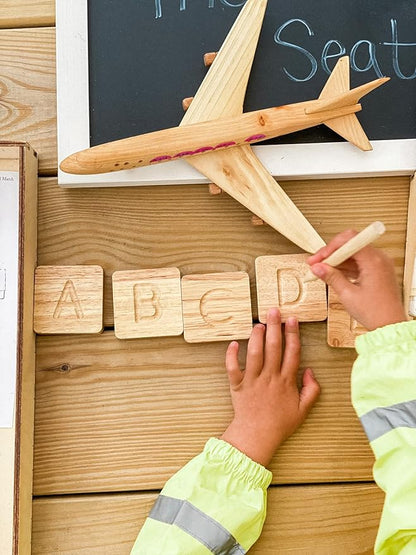 Montessori Wooden Alphabet Tiles Set – Tracing Letters for Kids | Double-Sided ABC Flash Cards (Uppercase & Lowercase) | Includes Stylus Pen & Storage Box | 26-Piece Educational Toy
