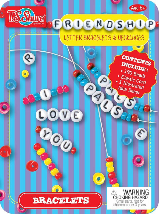 Bendon TS Shure Friendship Bracelet Mini Craft Activity Tin with 190 Beads and Elastic Cord 51243