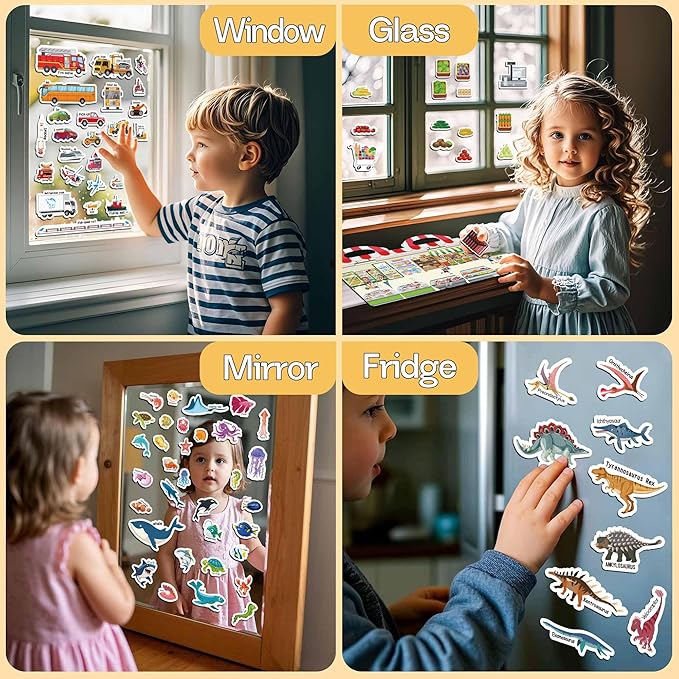 iGetooy 6 Sets Reusable Sticker Book for Toddlers 1-3, Jelly Sticker Books for Toddlers 2-4 Years, Toddler Travel Toys for Kids 2 3 4 Year Old Girls Boys