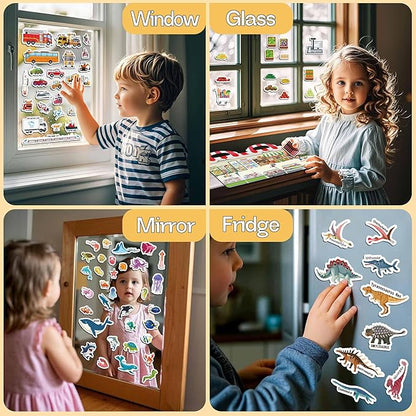 iGetooy 6 Sets Reusable Sticker Book for Toddlers 1-3, Jelly Sticker Books for Toddlers 2-4 Years, Toddler Travel Toys for Kids 2 3 4 Year Old Girls Boys